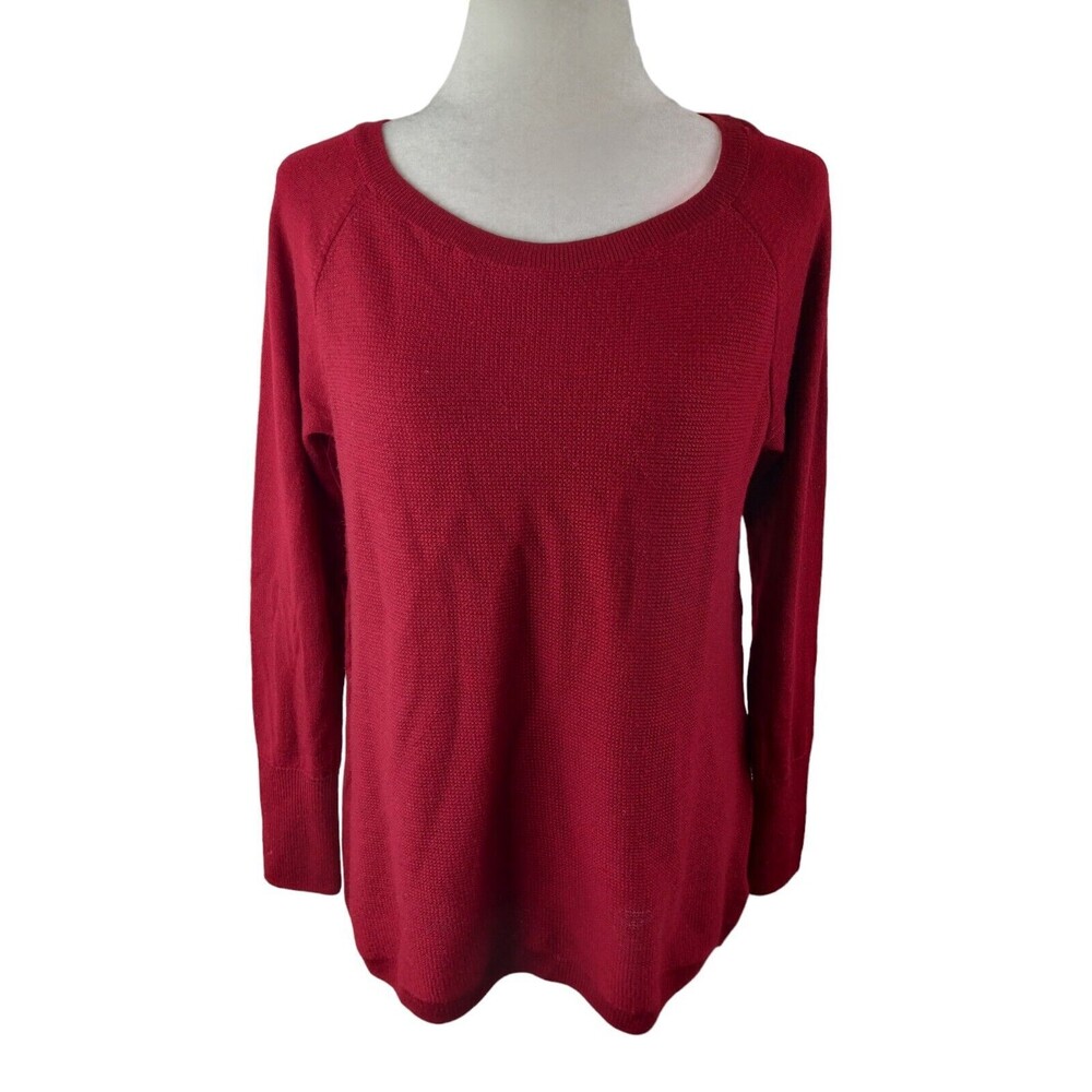 Max Studio Extra Fine Wool Long Sleeve‎ Sweater Red Neck Size Large Lightweight